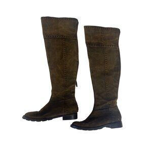 Adrienne Vittadini Leather Knee High Boots Womens Brown Size 6 M